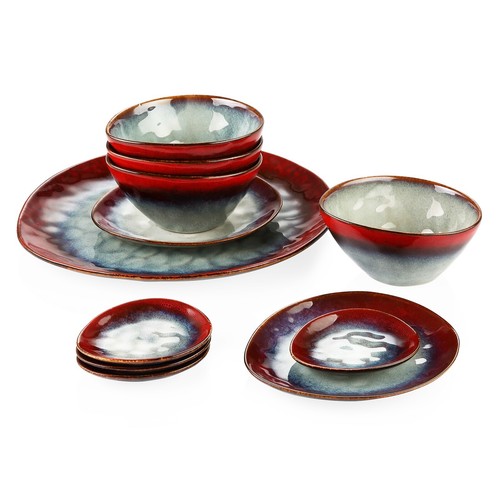 Set vaisselle rouge plat - de,